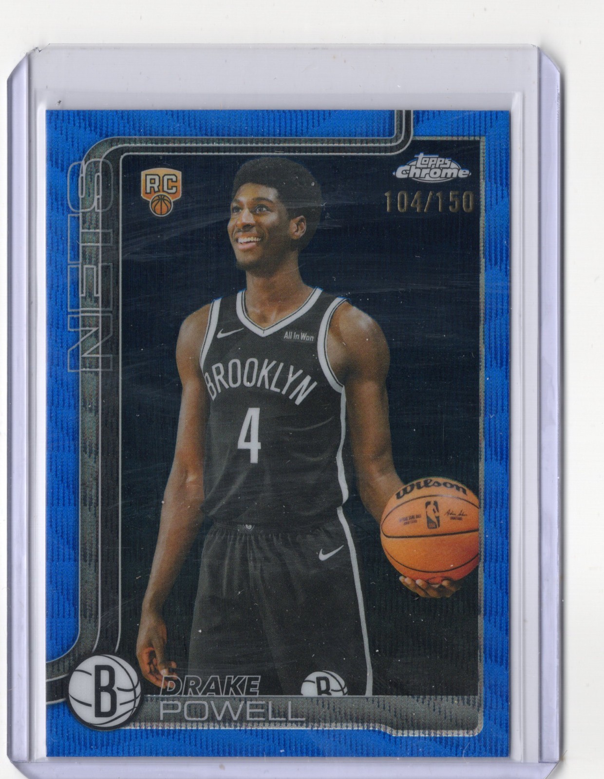 2025-26 Topps Chrome Drake Powell BLUE WAVE REFRACTOR RC #272 104/150 SPURS