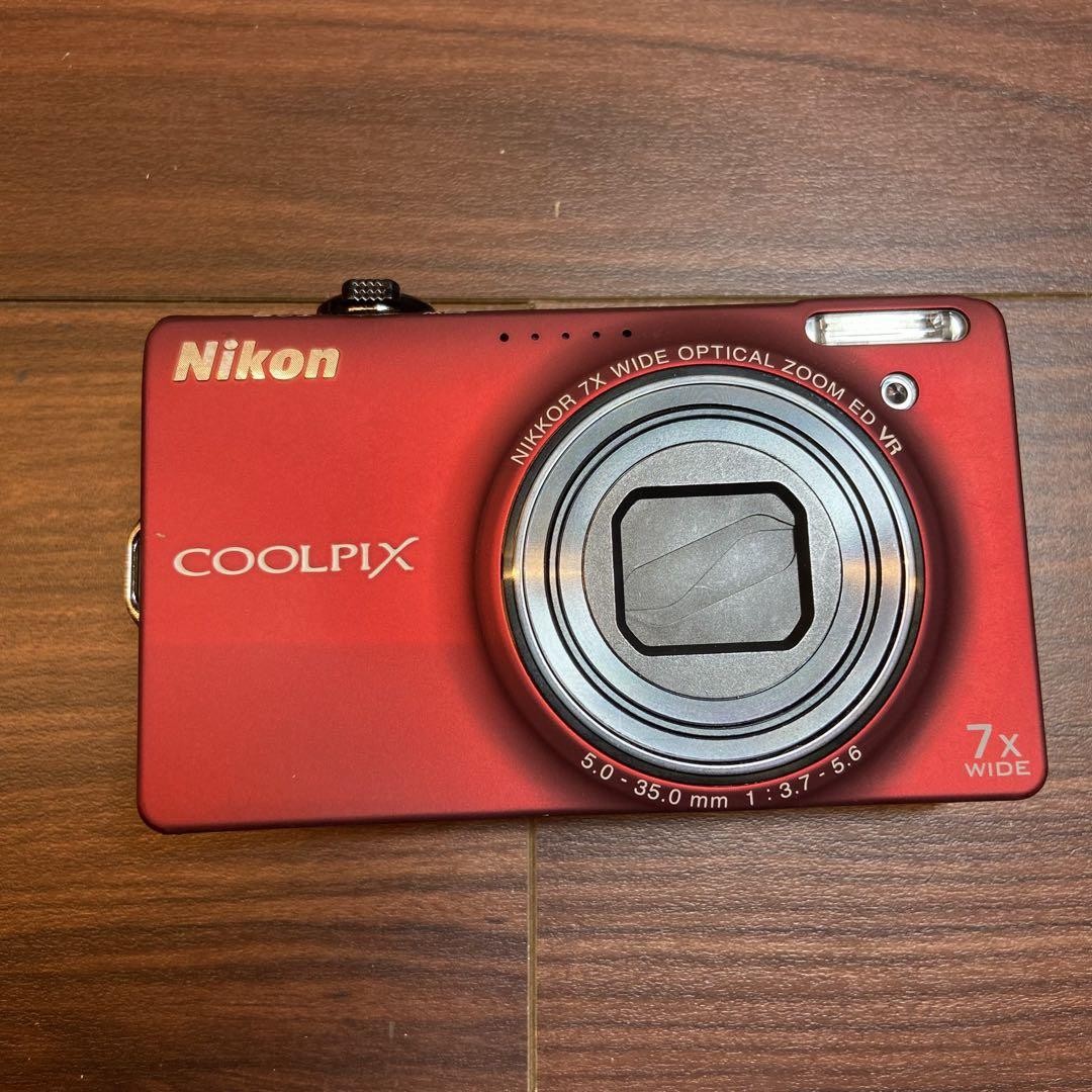 Nikon COOLPIX S6000 Red Digital Camera 7x Zoom Tested w/ Box