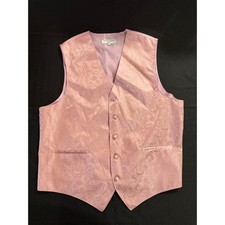 Vesuvio Napoli in Italy Suiting Vest Pink Men's Large 5-Button Cinch Waist