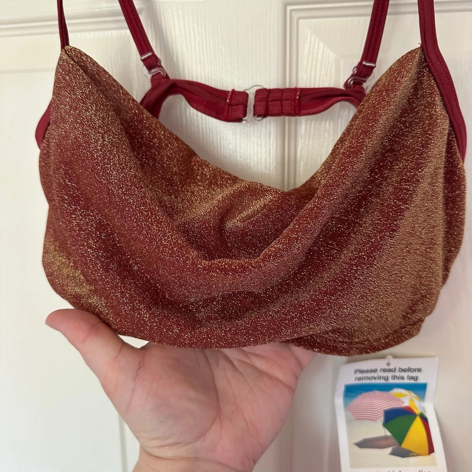 NWT Sun Streak by Newport News Bikini Top Size 12 Shimmer - Image 3 of 4