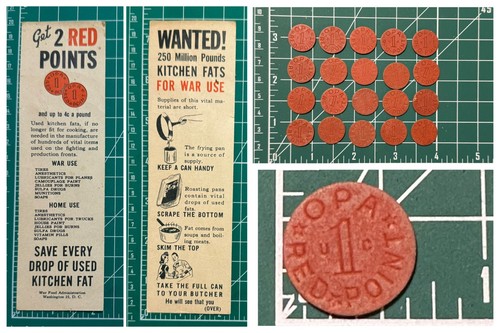 Lot 20 WWII OPA Red Point Ration Tokens + 1940s War Propaganda Save ...