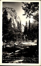 Suspension Bridge Zumwalt Meadow North Dome Kings Canyon Park California ~ RPPC