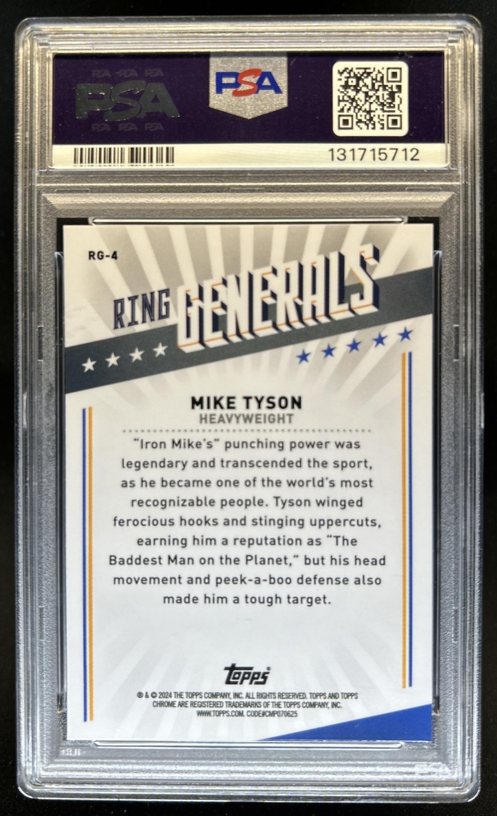 2024 Topps Chrome Mike Tyson Ring Generals Gold Refractor #/50 PSA 10 GEM MINT view 2