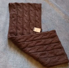 Chocolate Brown Cable Knit Infinity Scarf Wrap CC Exclusives Acrylic Fall Winter
