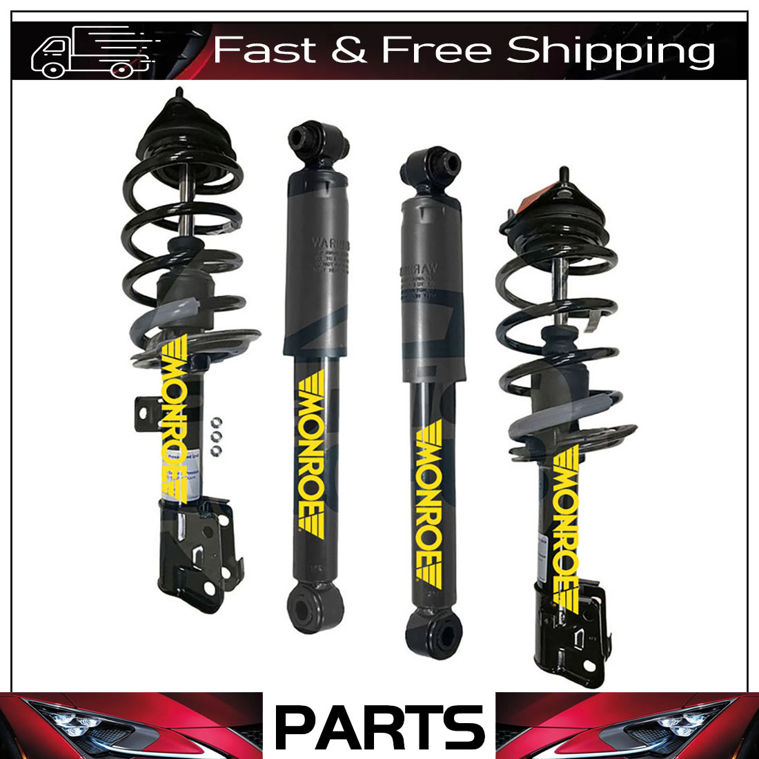 Monroe Front Struts & Rear Shocks Fits 2013-2017 Kia Sorento Hyundai Santa Fe