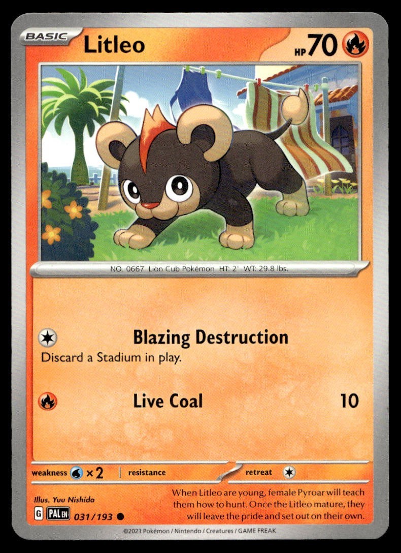 Litleo 31/193 Pokemon Card Paldea Evolved Common 70 HP Near Mint RX