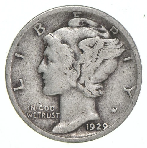 VG+ 1929 Mercury 90% Silver Dime *6434