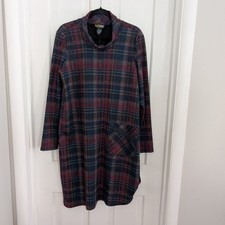 Pure Essence Urbanology Womens Plaid Midi Dress LARGE Artsy Asymmetrical Modest