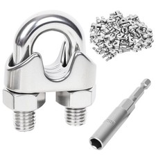 6 Pcs 1/4 inch Stainless Steel Wire Rope Cable Clamp Clips,Wire Rope Clamp,Ca...