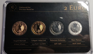Monaco Münz Set 4 x 2 Euro 2012 Ruthenium Rotgold Gold Platin
