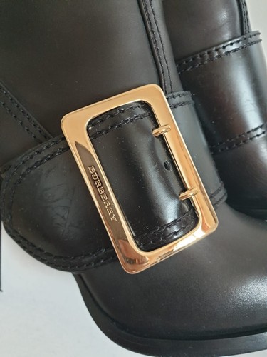BNIB Burberry Portesham Black Buckle 110mm Platform Ankle Boots Heeled UK 7 EU40 - Picture 12 of 17