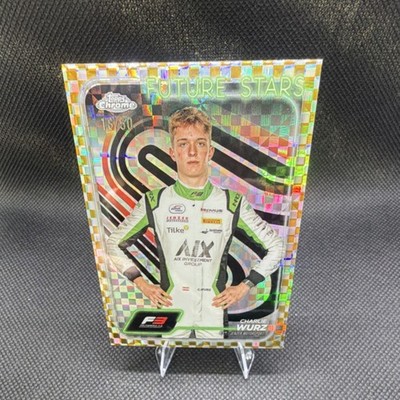 Charlie Wurz 2024 Topps Chrome Formula 3 Checker Flag Gold Refractor #58/50