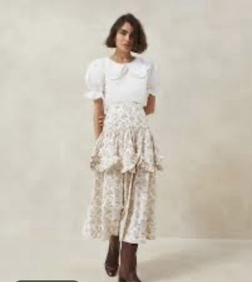 Loeffler Randall Cotton & Silk Paisley Milo Skirt~ Size 8