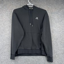 Champion Hoodie Sweatshirt Mens Large Black Pullover Fleece Logo Kangaroo