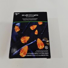 Set Of 2 Halloween 50 LED lights Orange 12.5 FT