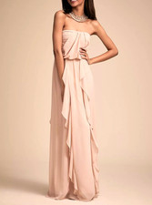 BHLDN Cove Dress Maxi Gown Sleeveless NWT Women's Size Large Nude Beige