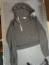 Colsie Women's Dark Grey Crop Top Light Weight Hoodie Size Medium