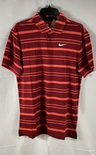 Nike Men's Dri-FIT Victory Golf Polo Shirt Red Orange Striped NWT Sz S