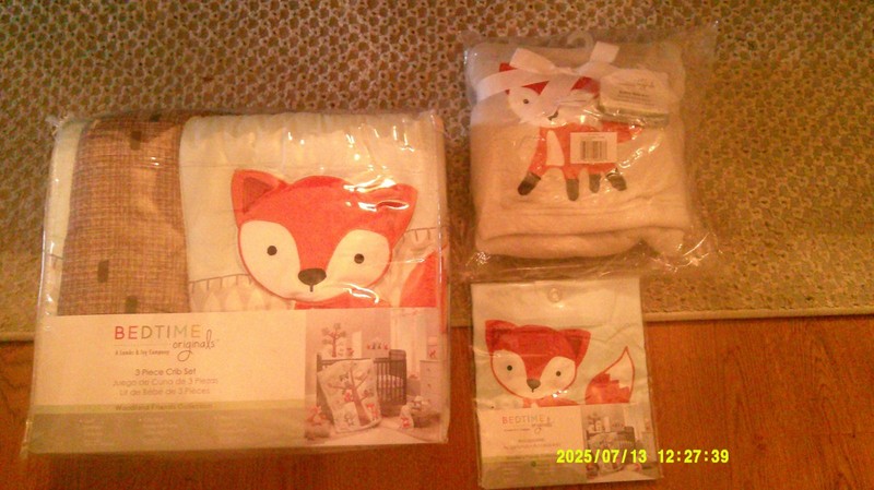 BEDTIME ORIGINALS 3 PIECE CRIB SET PLUS ACCESSORIES ~WOODLAND FRIENDS~