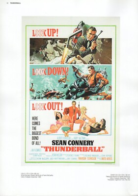 2002 Vintage JAMES BOND 007 ''THUNDERBALL'' USA MINI POSTER Art Plate Lithograph