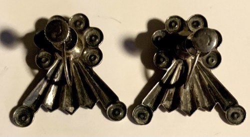 Silber Schraub Ohrringe Blumenfächer unbeschriftet Vintage - Bild 12 von 15