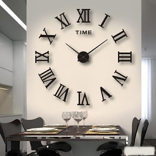 Creative Roman Letter Clock Frameless Stickers 3D Stickers for Living Room
