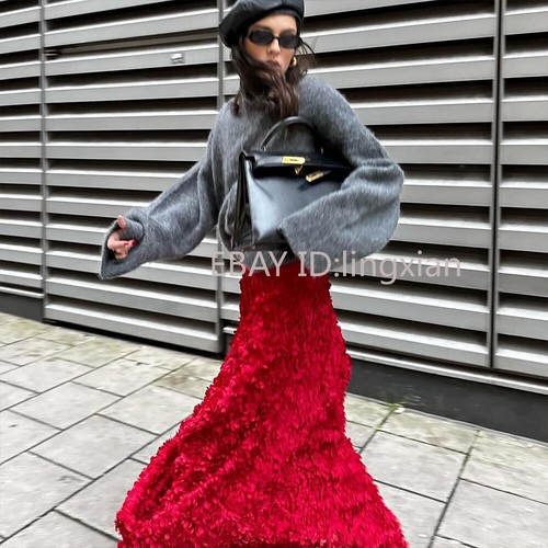 Women's Autumn/winter New High Waist Flower Decor Elegant Temperament Long Skirt - Picture 3 of 27