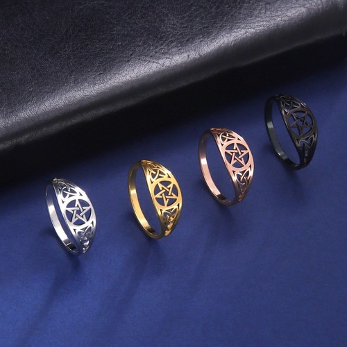 New Gothic Irish Knot Pentagram Ring Stainless Steel Wicca Amulet Rings Jewelry - Picture 2 of 44