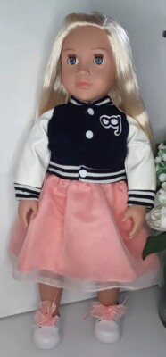 UNSERE GENERATION 18'' PUPPE '' RETRO FROTTEE '' 18'' DOLL MIT RETRO OUTFIT