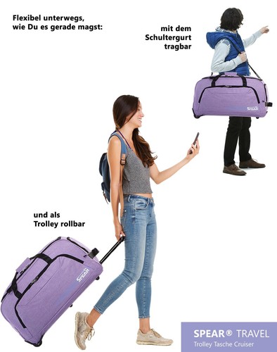 Trolley Reisetasche mit Rollen 85 L XL Koffer Tasche Damen Spear 910 Flieder +g - Bild 2 von 20