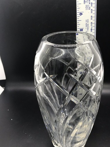 ROGASKA CRYSTAL LARGE 8” FLOWER VASE DIAMOND DESIGN SIGNED - Picture 6 of 9