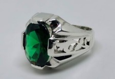 Oval Cut 5 Ct Green Zircon Sterling Silver 925 Handmade Green Zircon Mens Ring