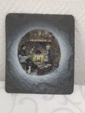 Placa de pizarra decorativa vintage antigua Country Crafts Artist A. Terra. Vecchia