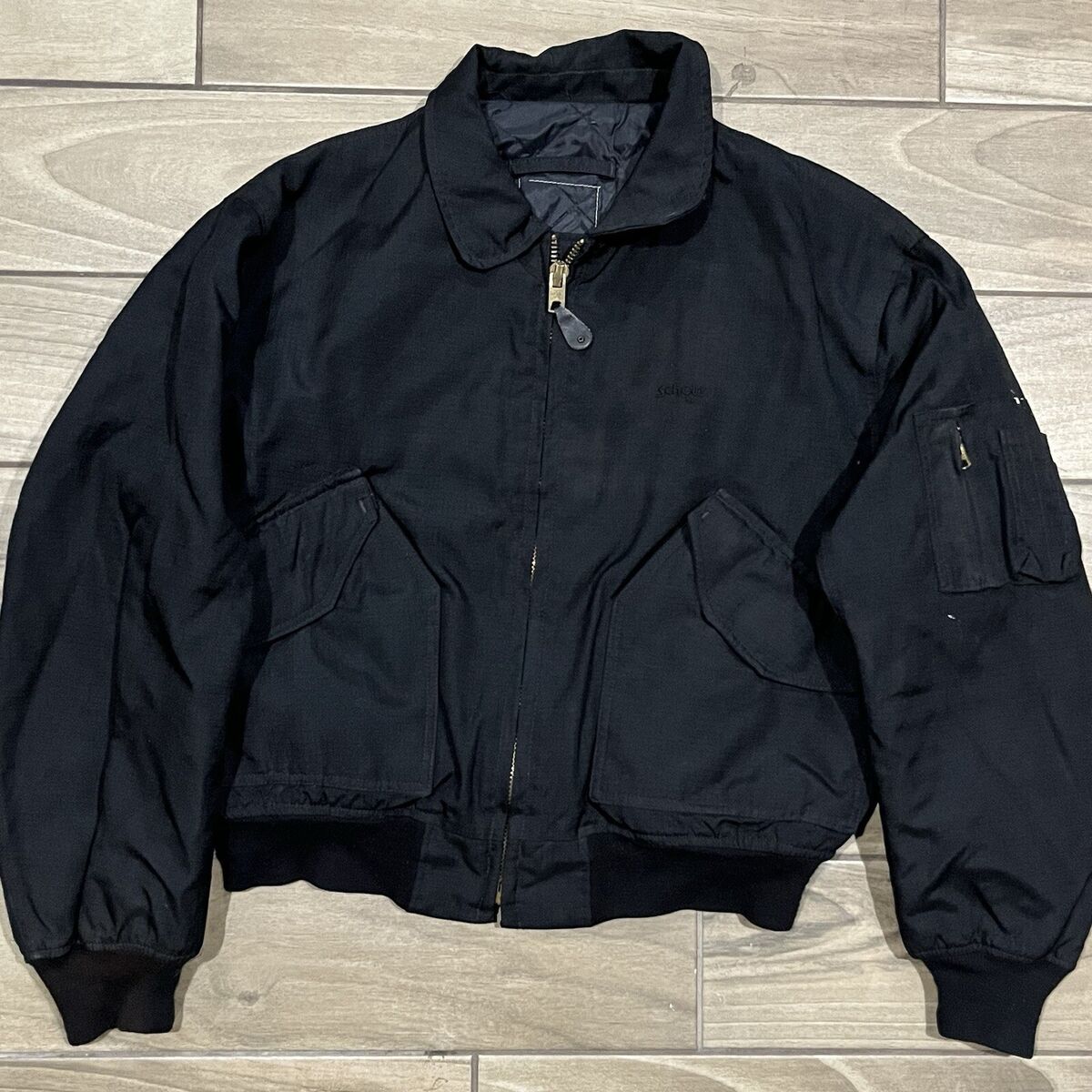 Schott Jacket Extra Large Black VTG Aviator Flyers Bomber Schott Jacket Extra Large Black VTG Aviator Flyers Bomber