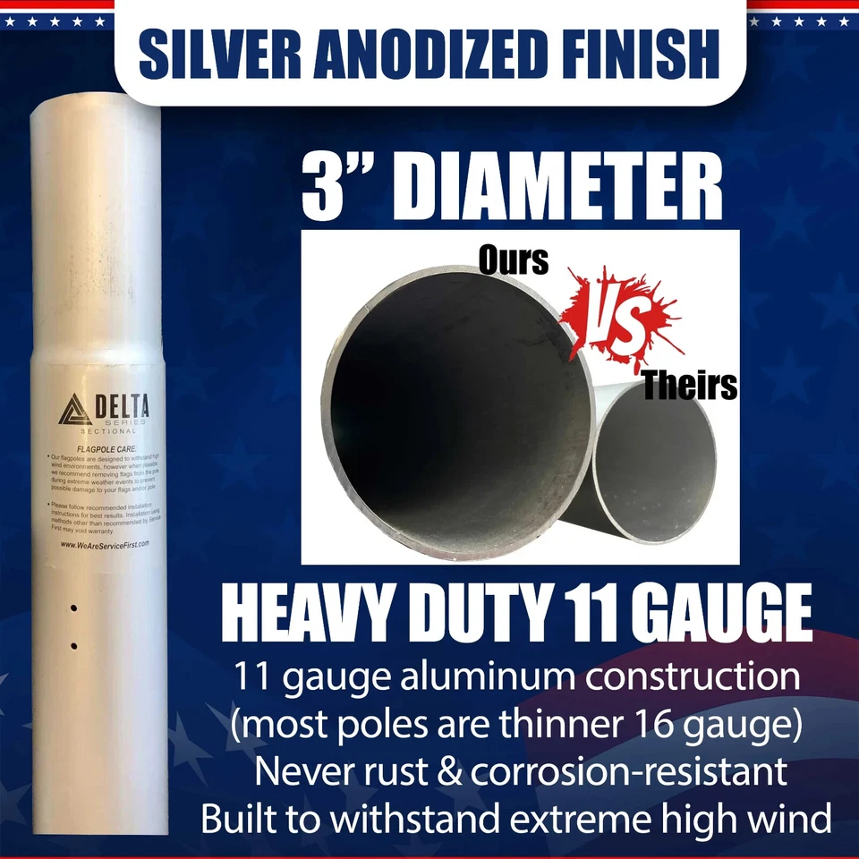 25' & 30' DELTA SECTIONAL FLAG POLE (SILVER) - Image 2 of 4