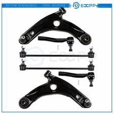 For 2007-2014 Toyota Yaris 6Pcs Front Lower Control Arms Sway Bars Tie Rod Links