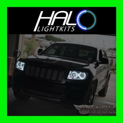 2011-2013 Jeep Grand Cherokee Weiß LED Frontscheinwerfer Halo Ring Set