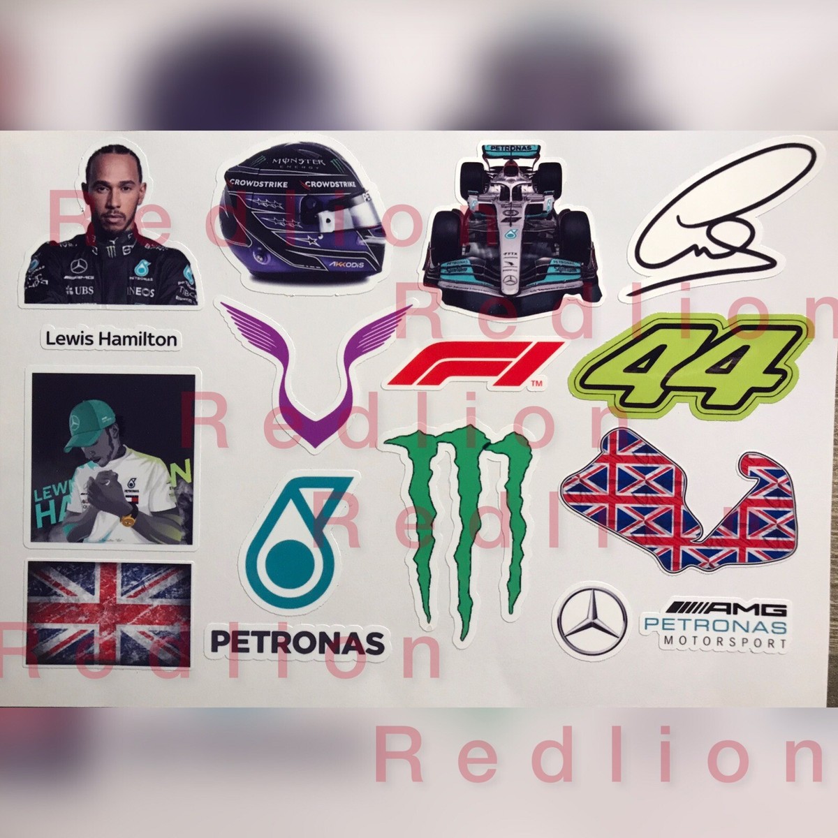 Lewis Hamilton Racing F Stickers Helmet, Logo, Number