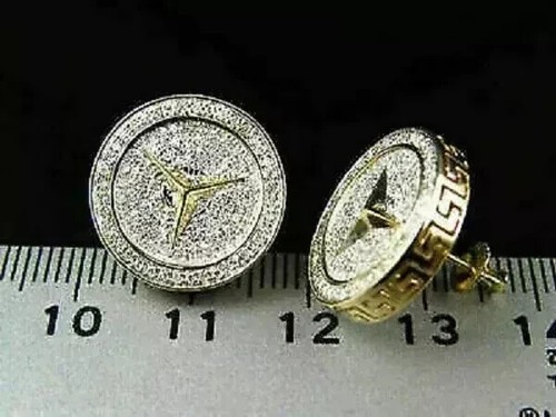 14k Two Tone Gold Plated 2Ct Round Cut Lab Created Diamond Unisex Stud Earring - 第 2/8 張圖片