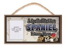 Springer Spaniel A Spoiled Rotten Spaniel Lives Here Dog Sign w/ Photo Pocket