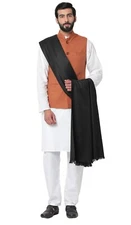 Men's Premium Plain Woolen Dhariwal Lohi/Shawl, Scarf, Stole, Black, 50" X 100"