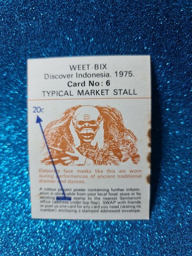 Tarjeta Weet Bix Discovering Indonesia 1975 🙂#6 TÍPICA PUESTO DE MERCADO 🙂 CORREO GRATUITO - Imagen 3 de 3