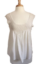 Ulla Johnson SZ 2 Cream Crochet Sleeveless Round Neck Tunic Dainty Fairy Top