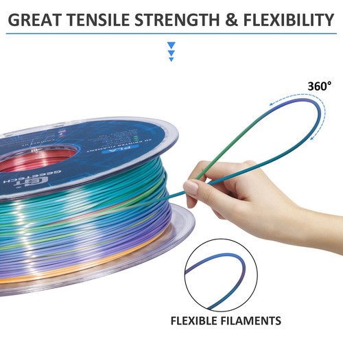 Geeetech Silk PLA 3D Drucker Filament 1.75mm 1kg Seide Regenbogen Filament DE - Bild 4 von 10