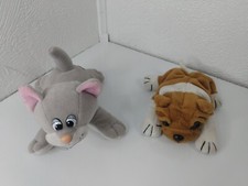 Lot of 2 Vintage Plush Tonka Pound Puppy Purries Grey Kitten Plushland Bull Dog
