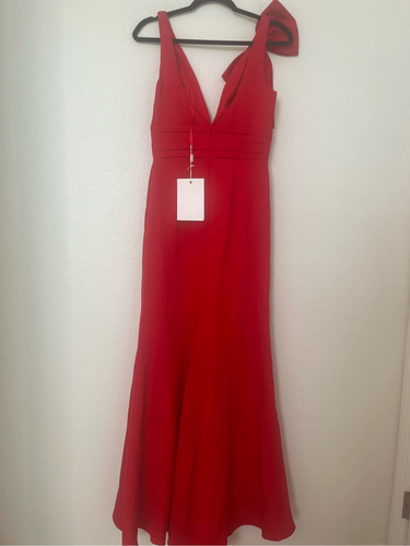 MAC DUGGAL ärmelloses Meerjungfrau-Kleid mit V-Ausschnitt Schleife NEU neu mit Etikett - Bild 7 von 8