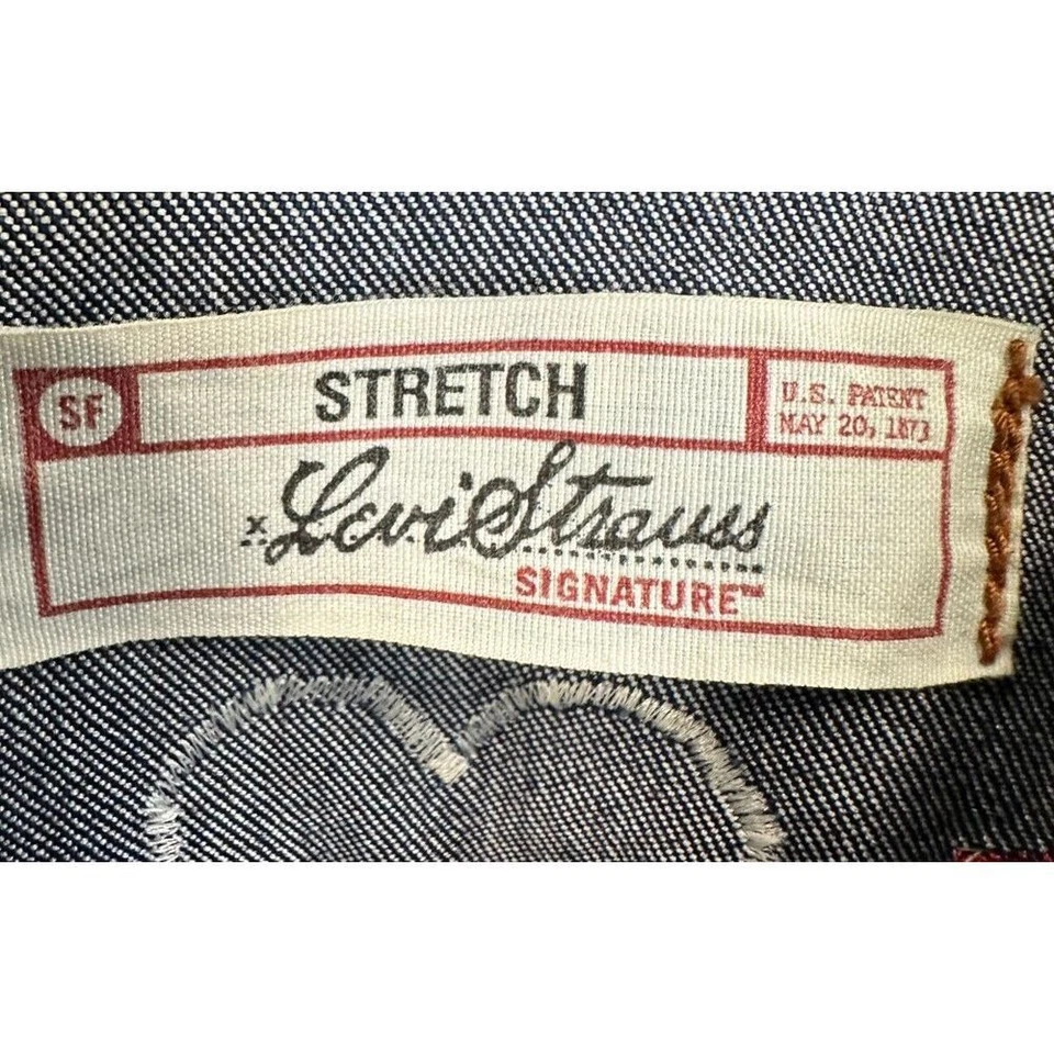 Camisa Levis Niñas Extra Grande Azul Denim Perla A Presión Vaquera Occidental Bordada Foto 3 de 4