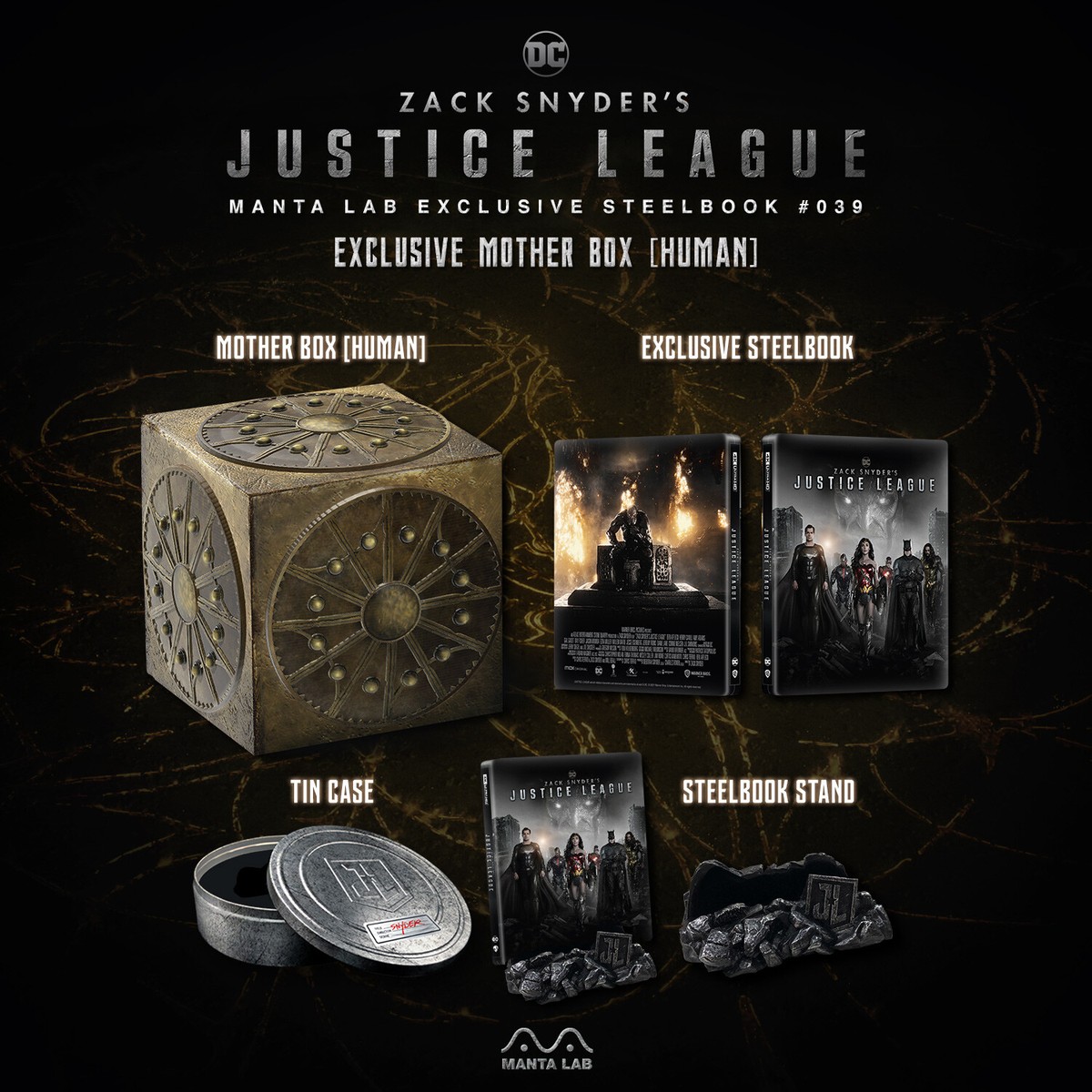 Zack Snyder's Justice League 4K Steelbook Manta Lab ME39 Motherbox