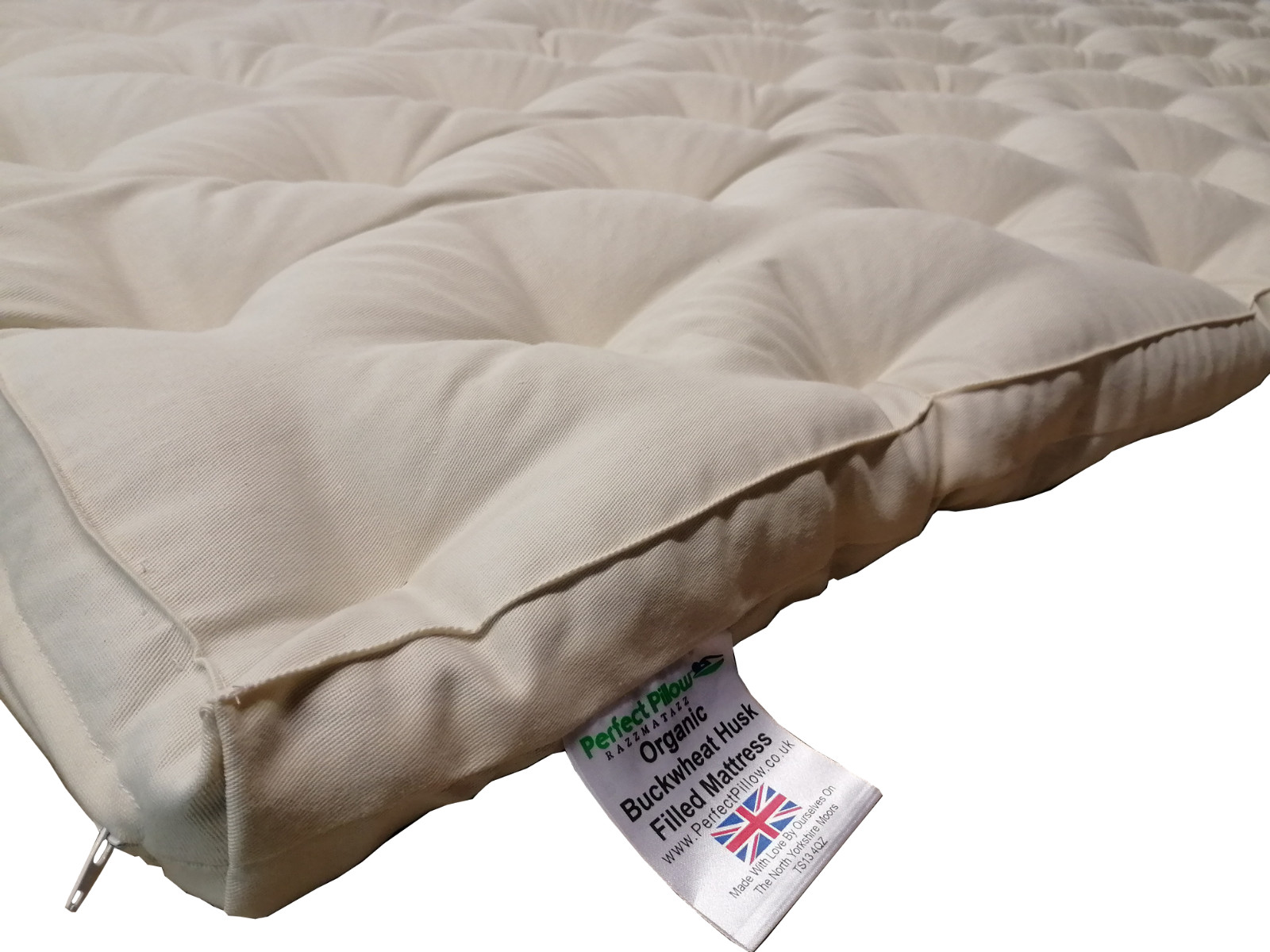 Colchón orgánico Atlas cáscara de trigo sarraceno, natural, saludable, transpirable, 4 tamaños, piedra,