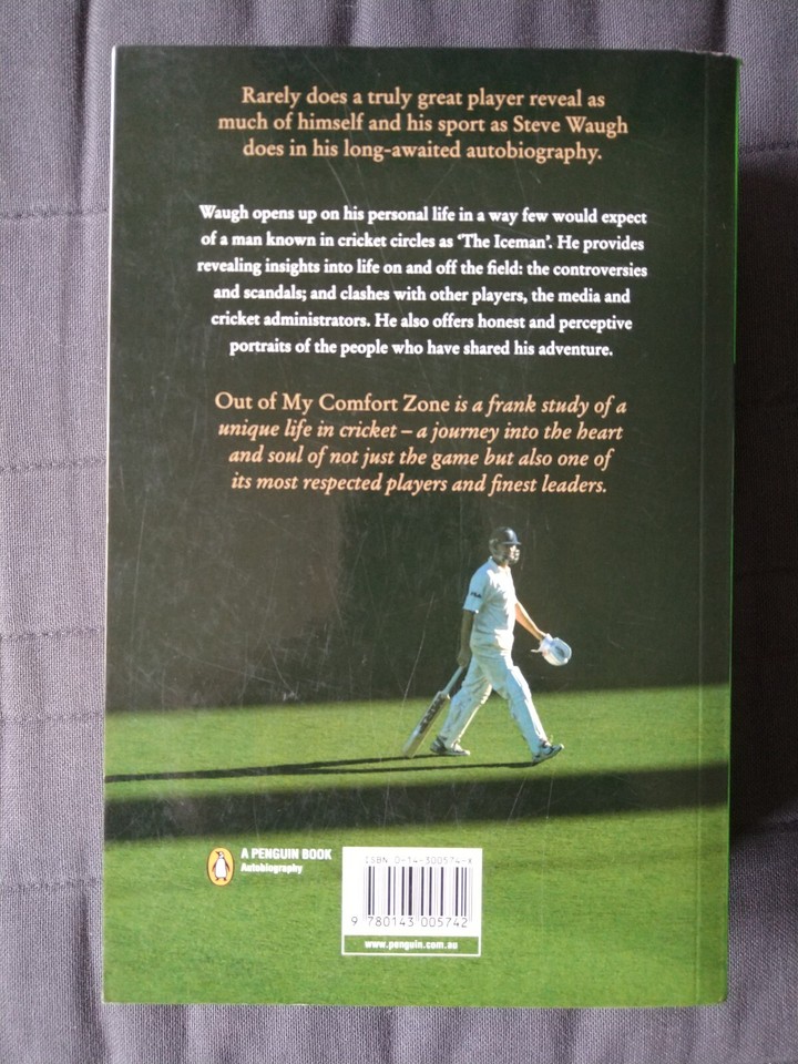 Australia Cricket Legend Steve WAUGH Signed Book Out of my Comfort Zone